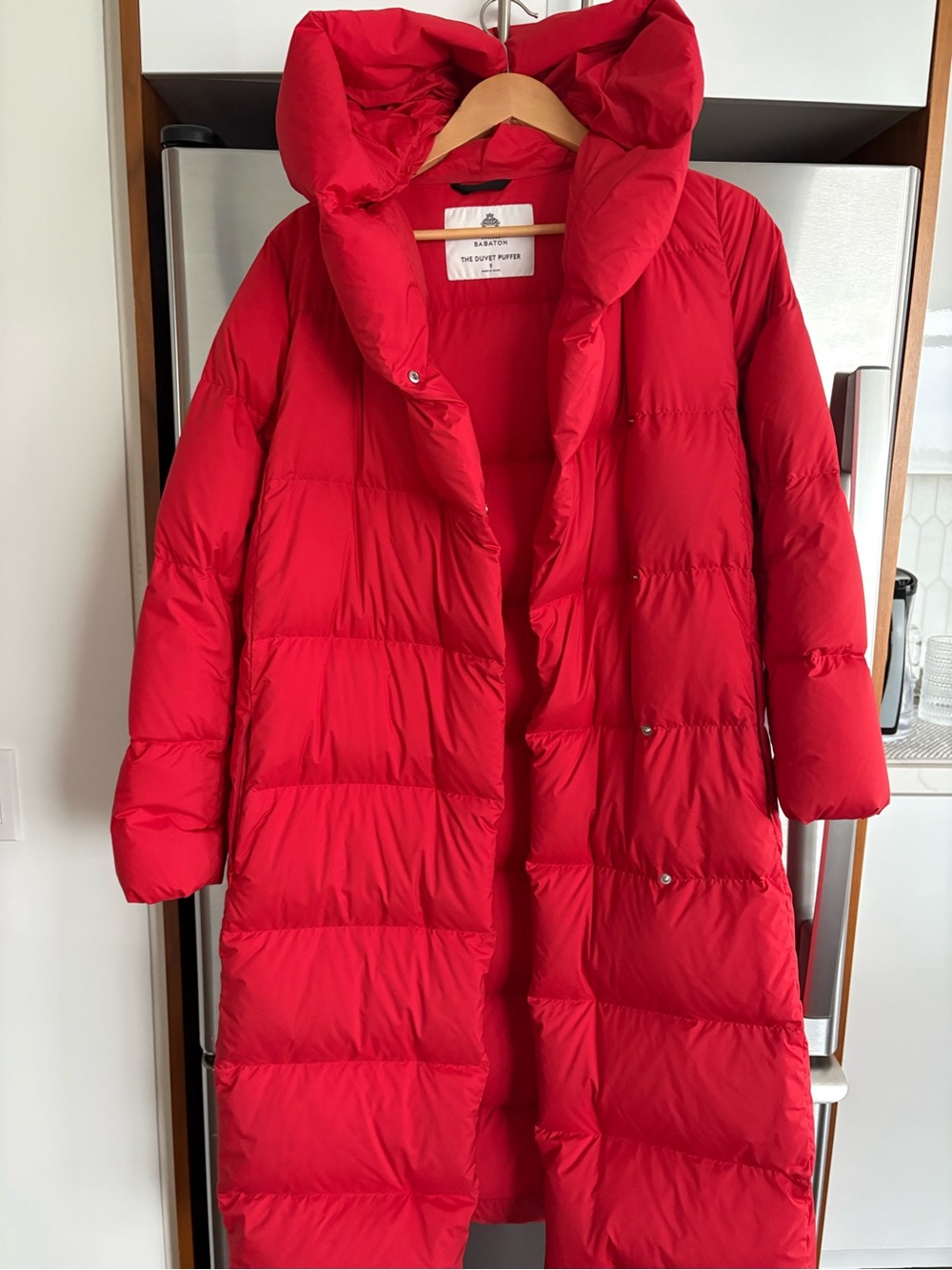 Babaton Red Long Puffer Coat